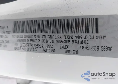 2020 Ram 1500 Rebel 4X4 6'4 Box z USA, uszkodzony, nr VIN 1C6SRFET8LN280141